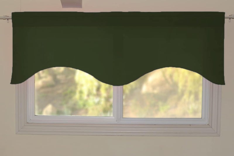 Zen Creative Designs Solid Poplin Scalloped Window Valance Home Décor Bedroom Nursery Kitchen Window (Dark Sage) - Image 3